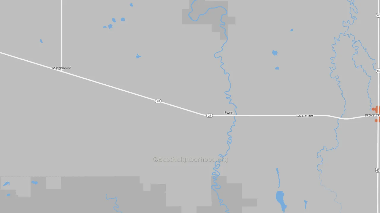 Bike Grade map of 49925, MI
