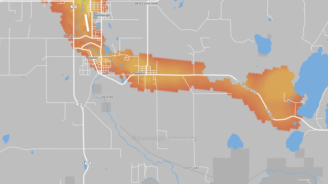 Bike Grade map of 49927, MI