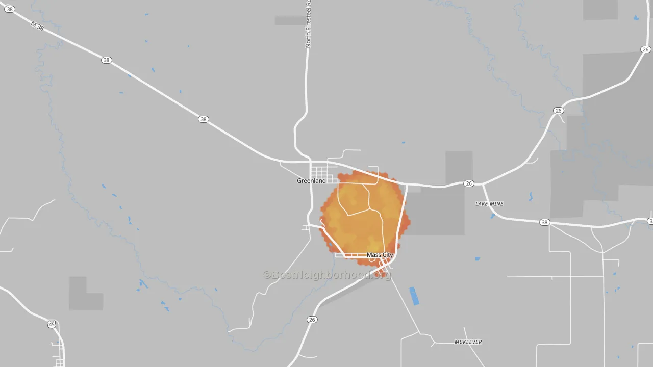 Bike Grade map of 49929, MI
