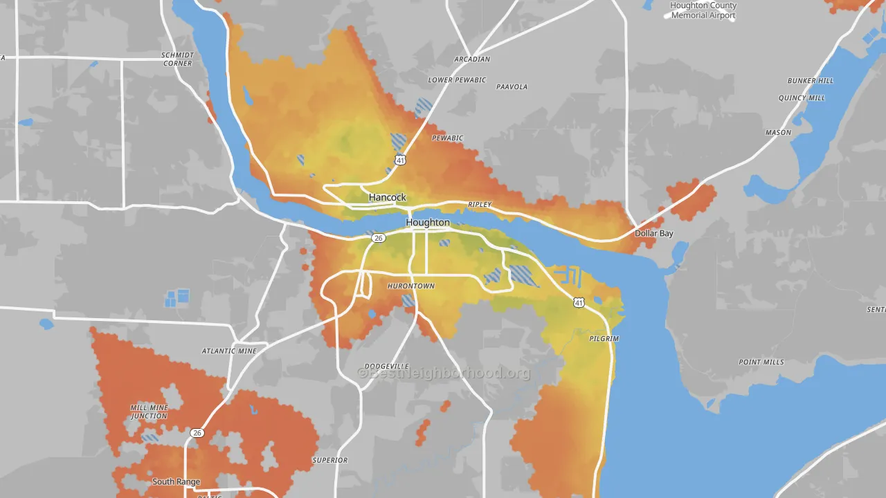 Bike Grade map of 49931, MI
