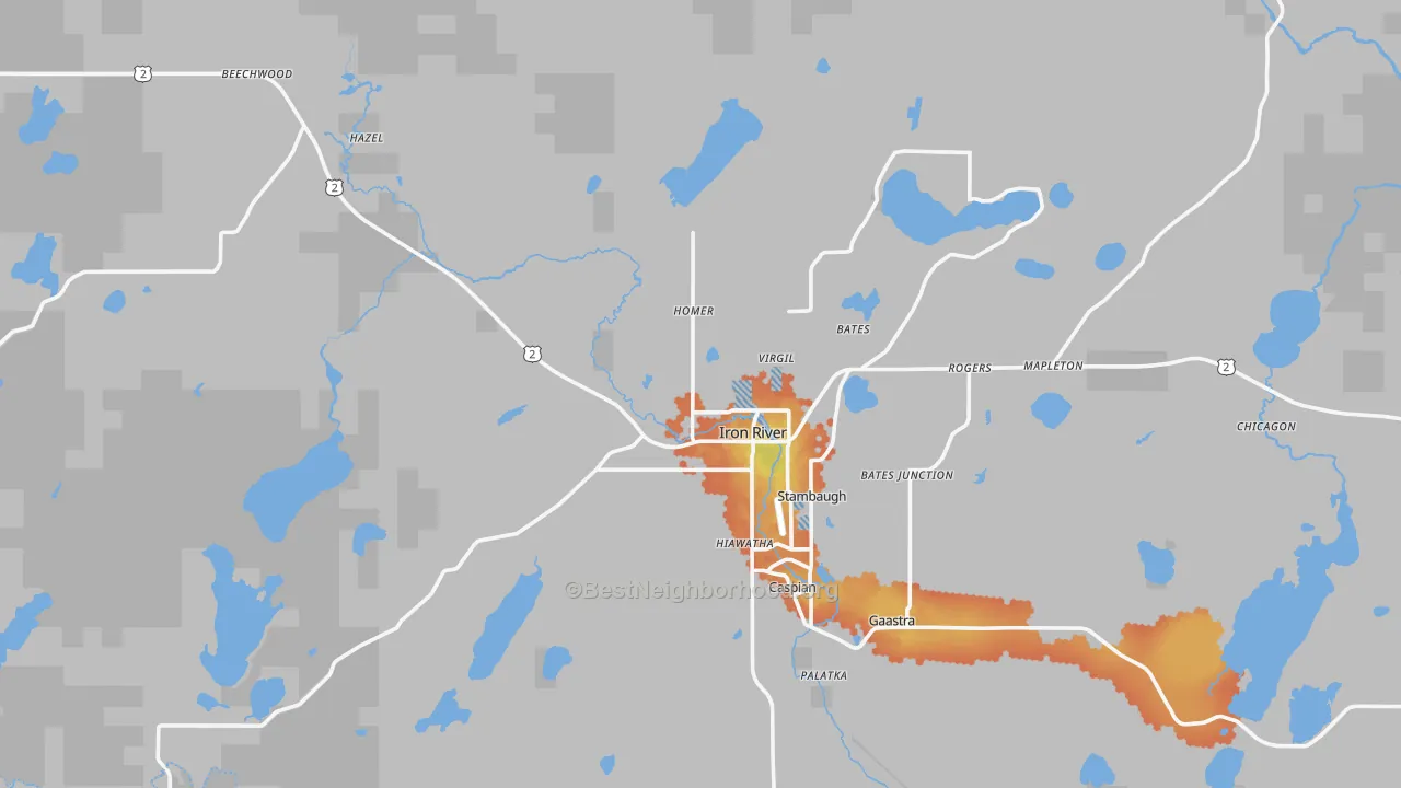 Bike Grade map of 49935, MI