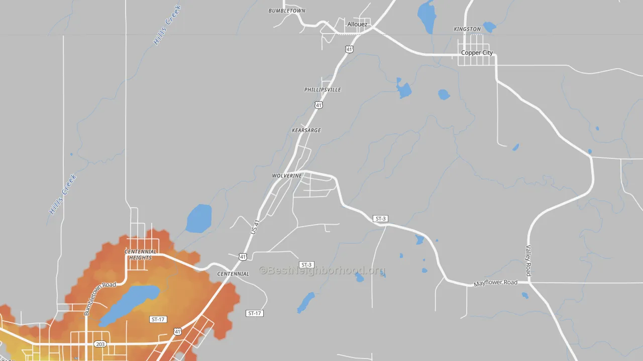 Bike Grade map of 49942, MI