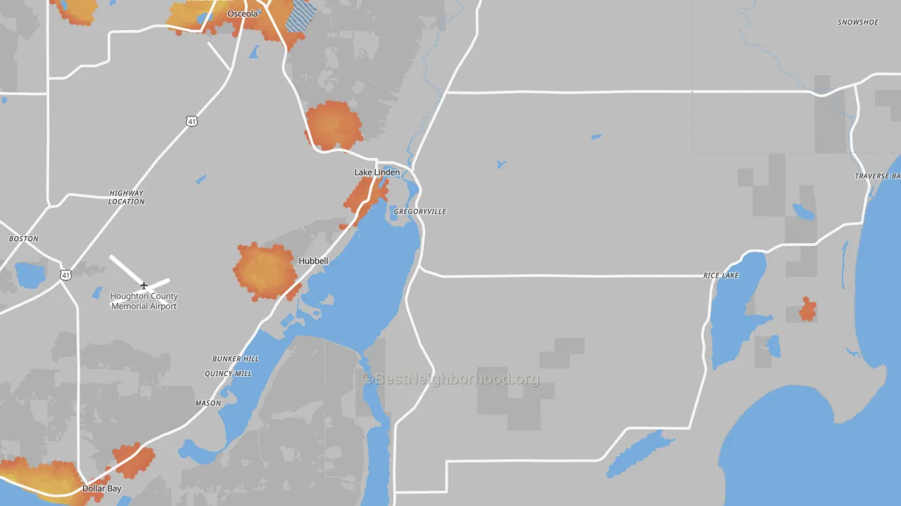 Bike Grade map of 49945, MI
