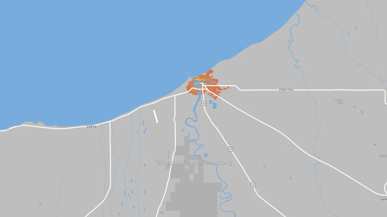 Bike Grade map of 49953, MI