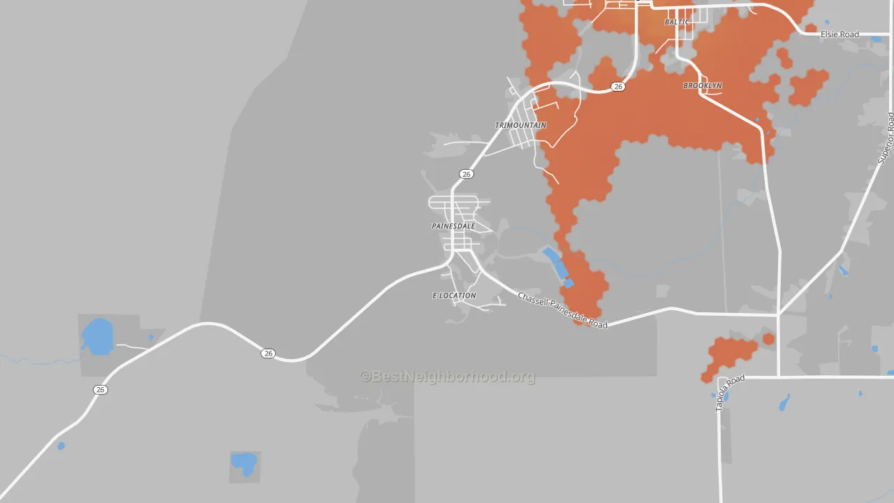 Bike Grade map of 49955, MI