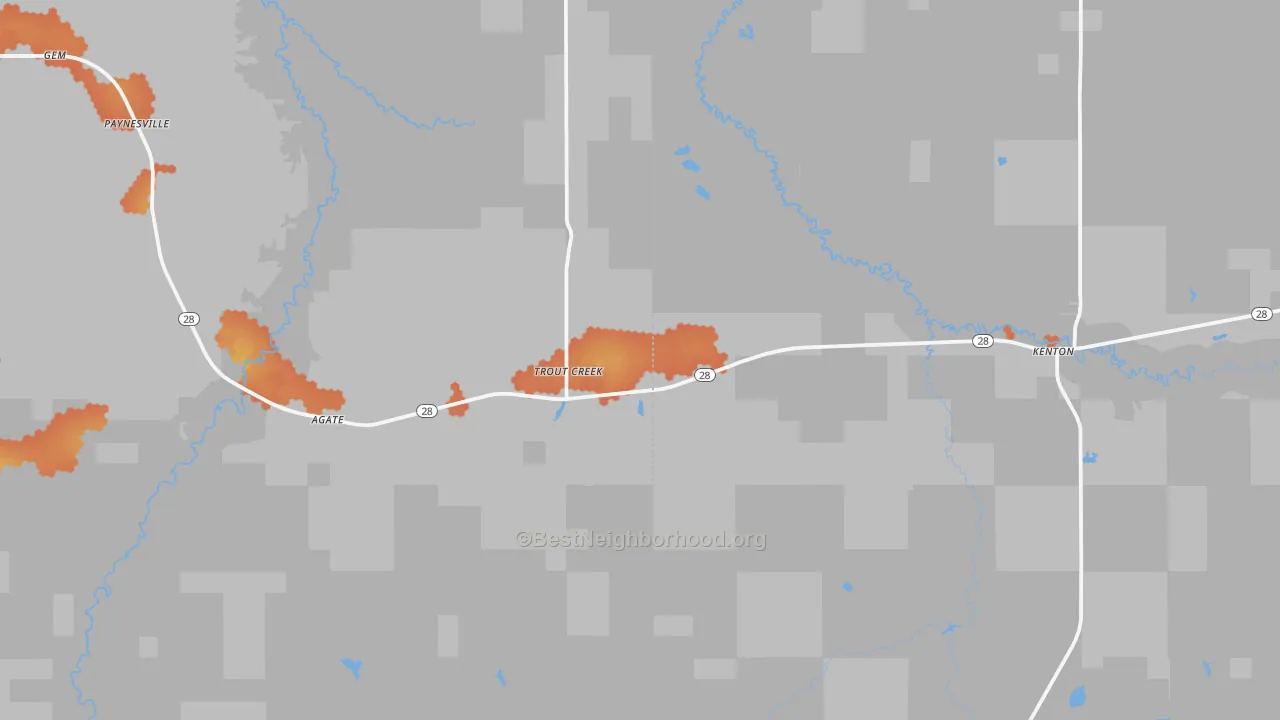 Bike Grade map of 49967, MI