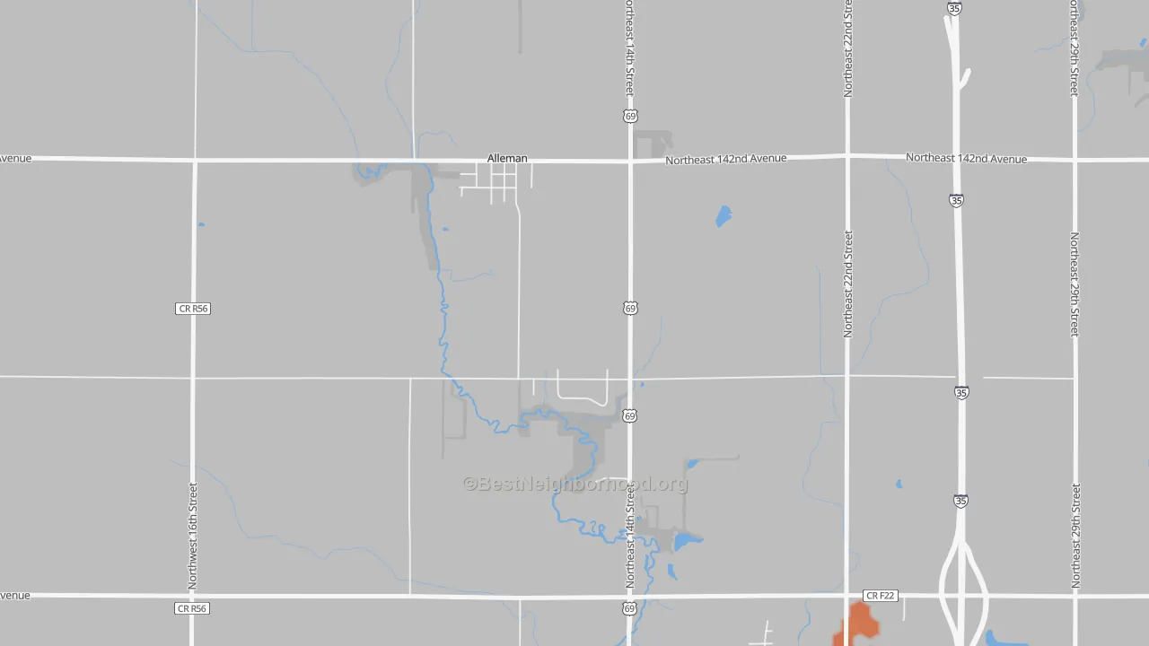 Bike Grade map of 50007, IA