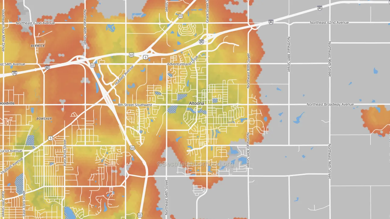 Bike Grade map of 50009, IA