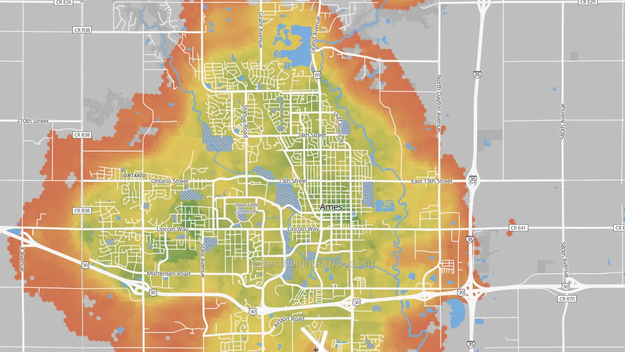 Bike Grade map of 50010, IA