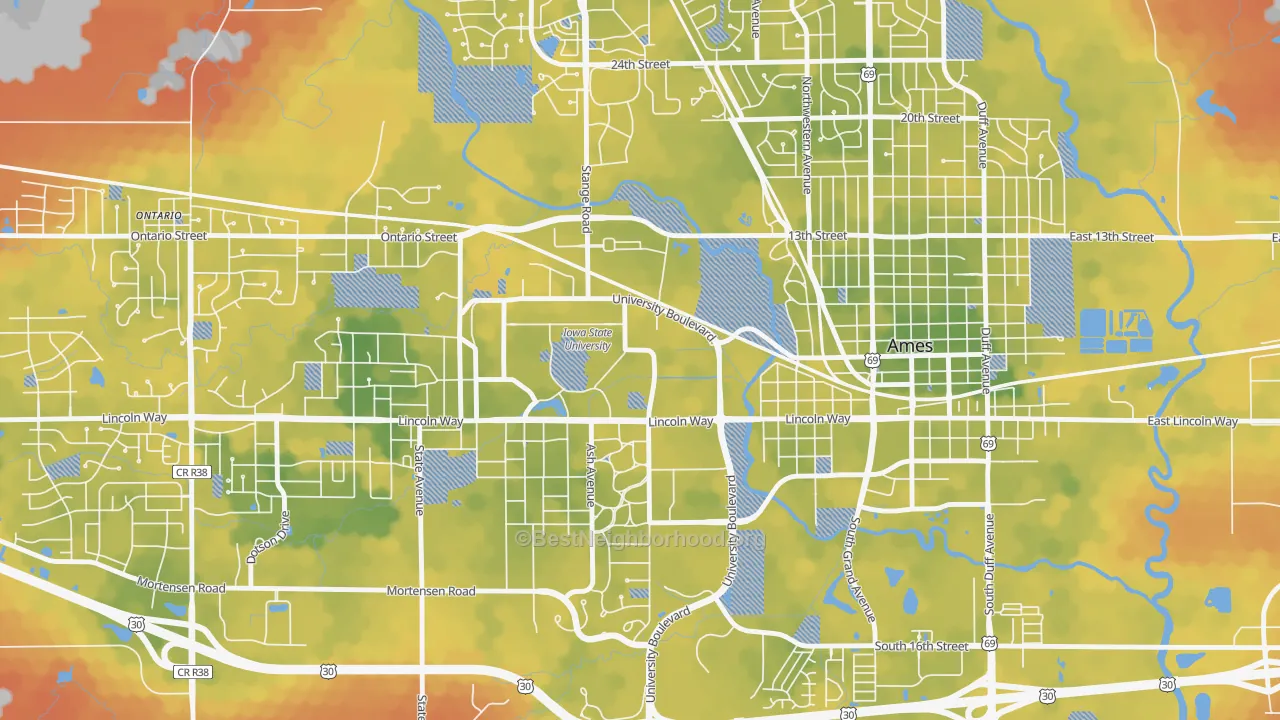 Bike Grade map of 50011, IA