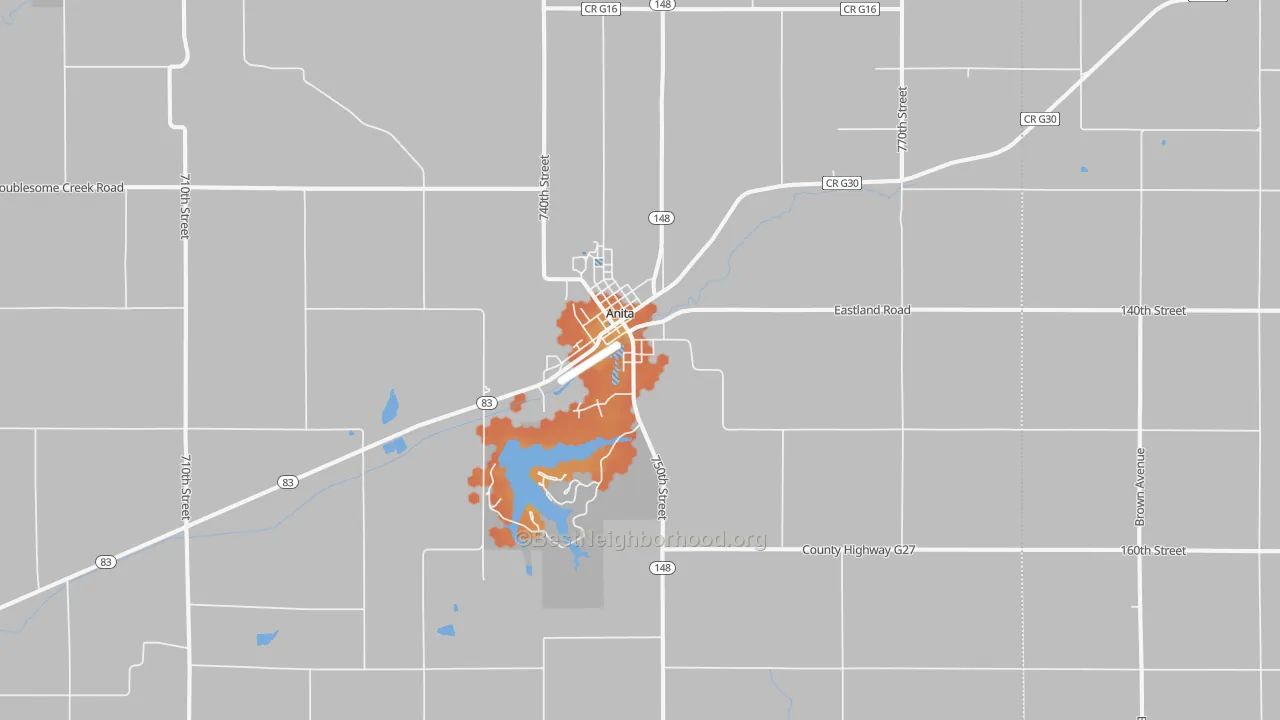 Bike Grade map of 50020, IA
