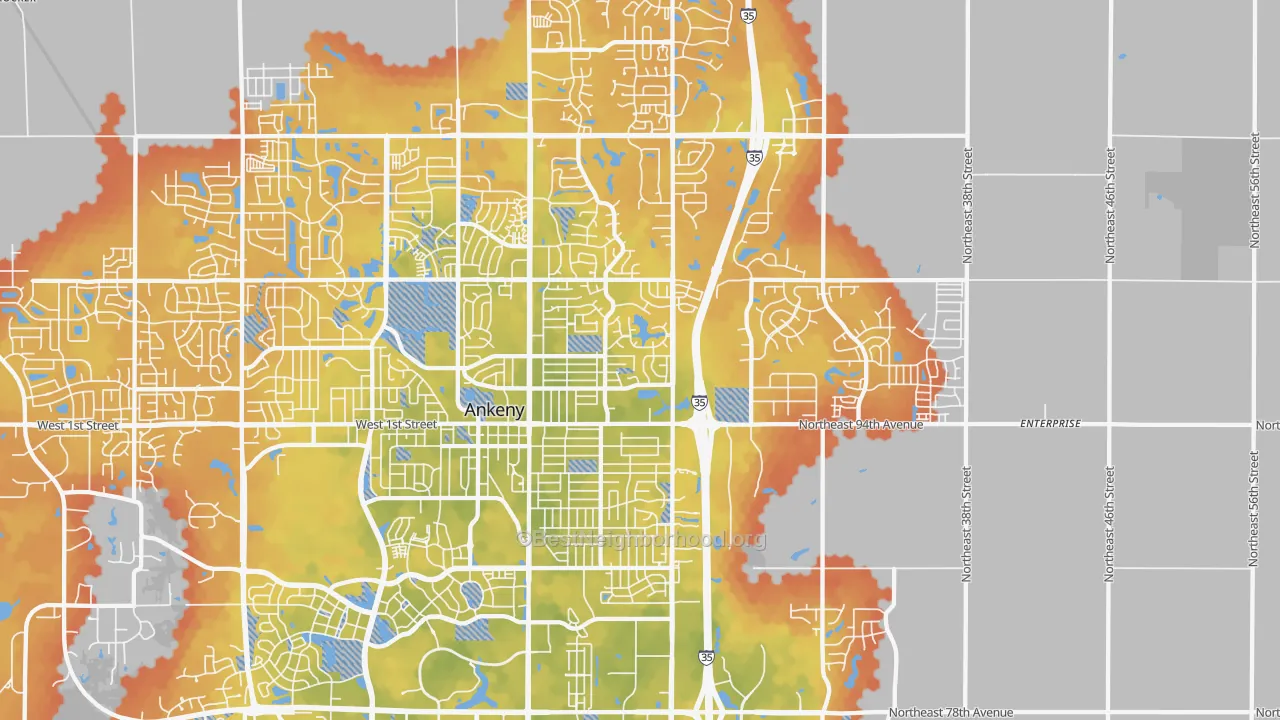 Bike Grade map of 50021, IA