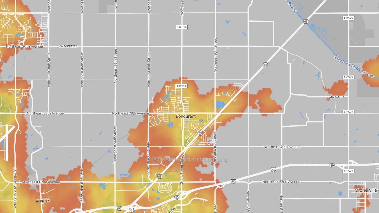 Bike Grade map of 50035, IA