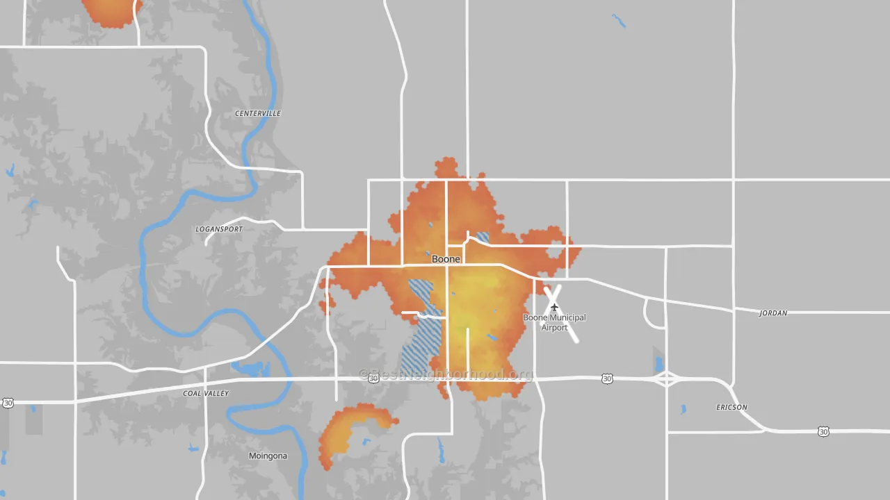 Bike Grade map of 50036, IA