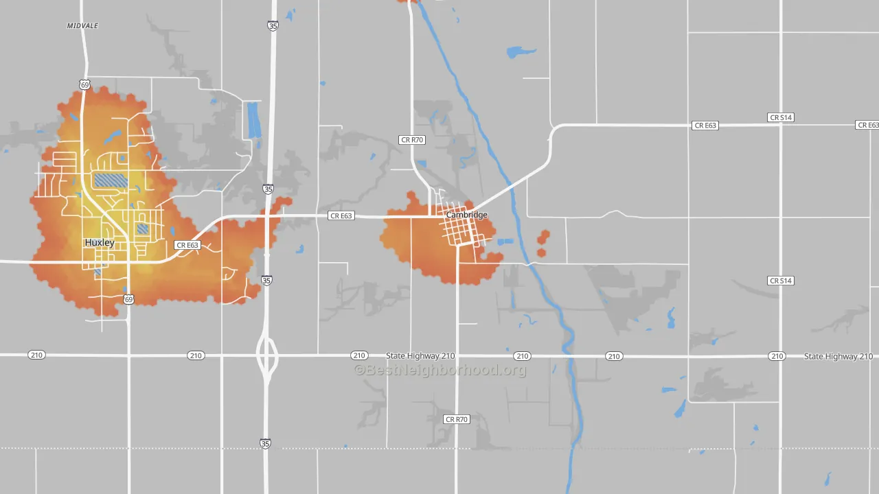 Bike Grade map of 50046, IA