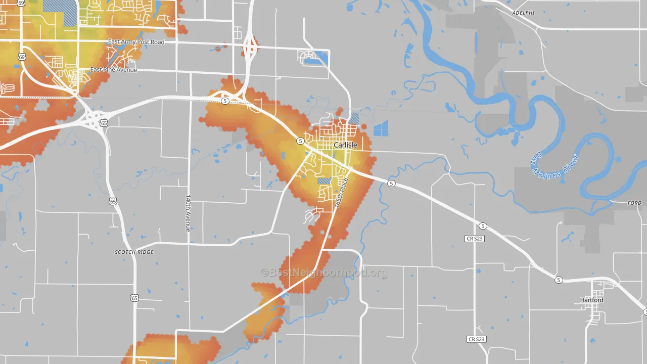 Bike Grade map of 50047, IA