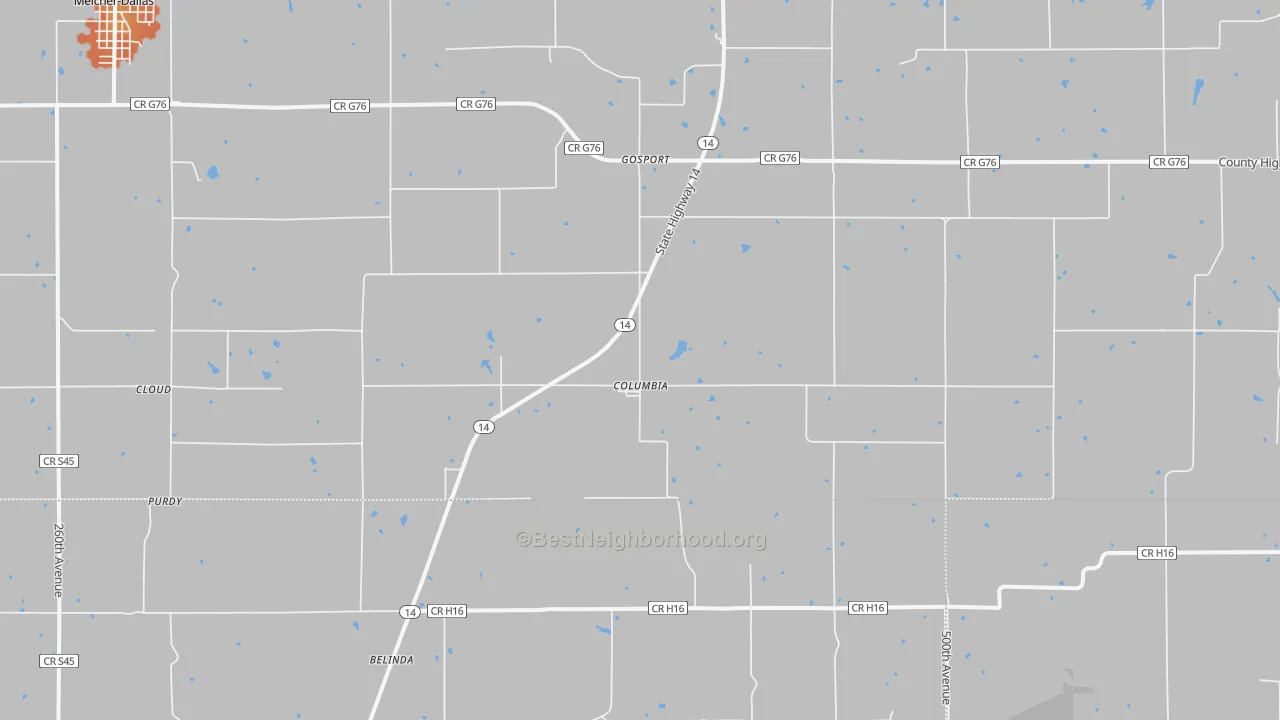 Bike Grade map of 50057, IA