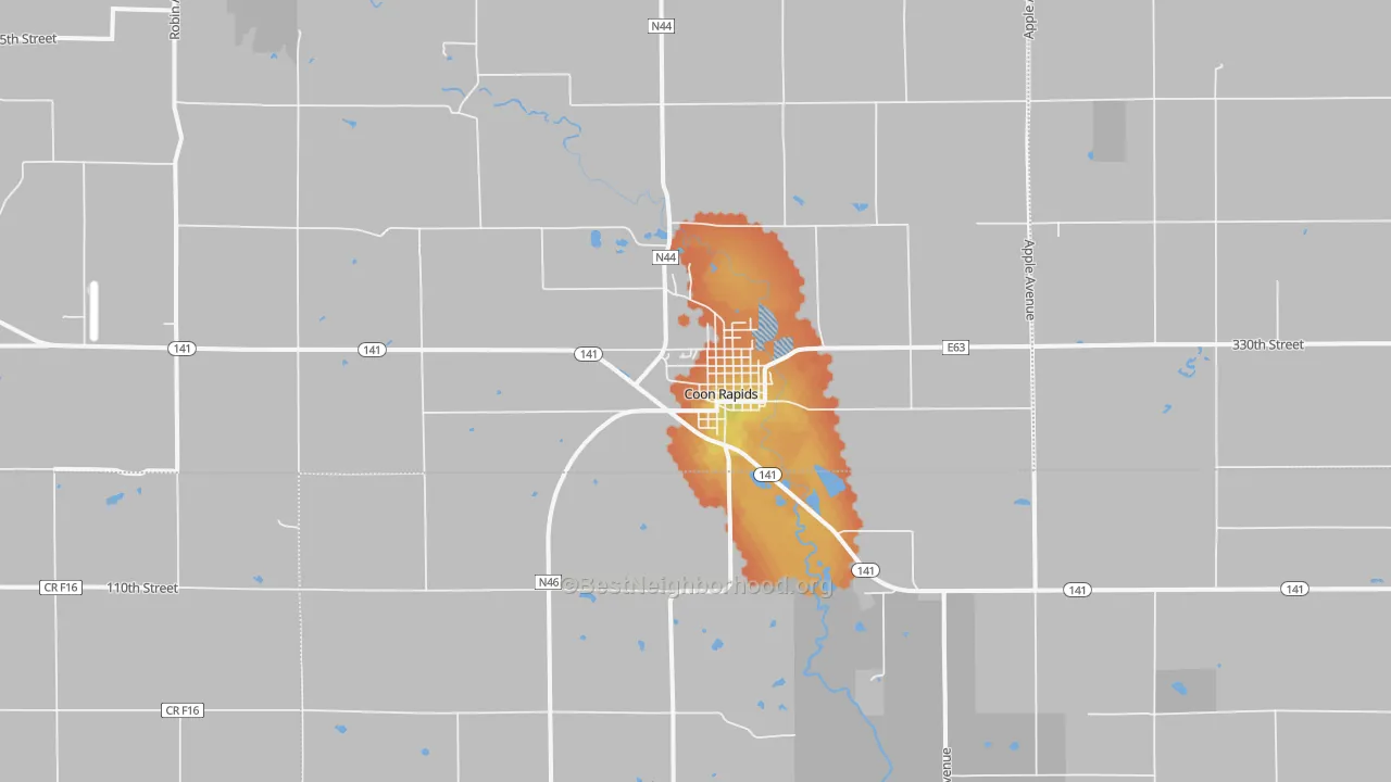 Bike Grade map of 50058, IA