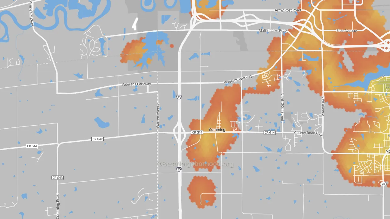Bike Grade map of 50061, IA