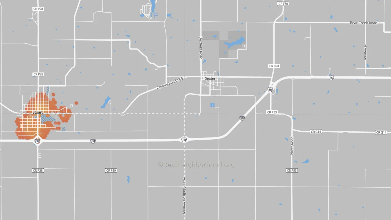 Bike Grade map of 50070, IA