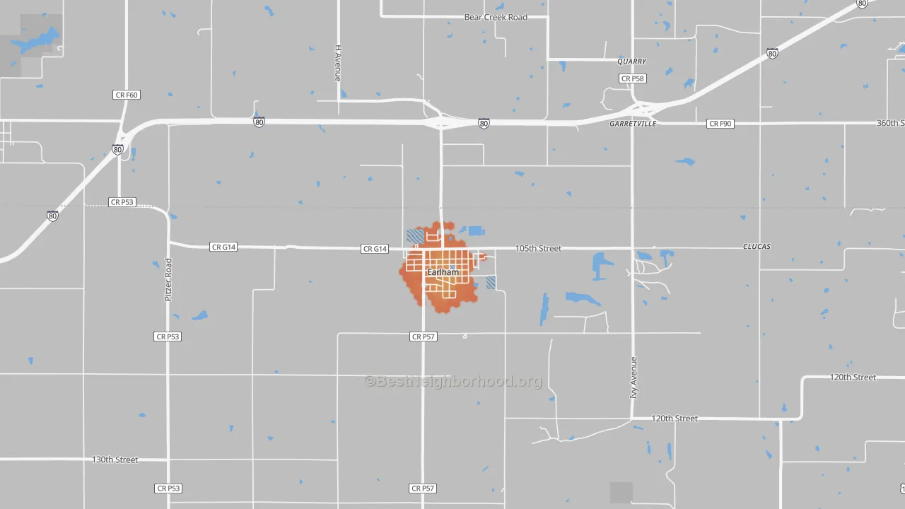 Bike Grade map of 50072, IA
