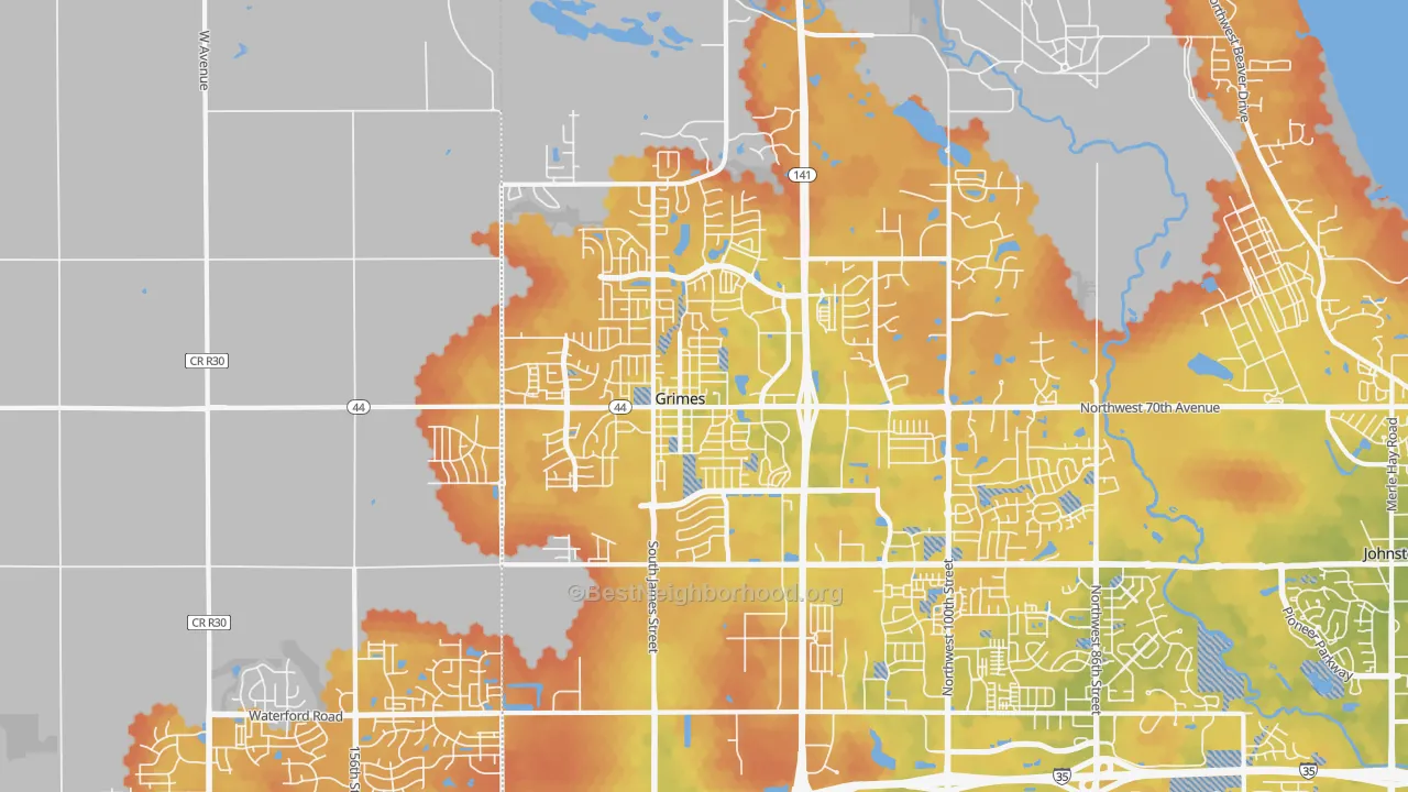 Bike Grade map of 50111, IA