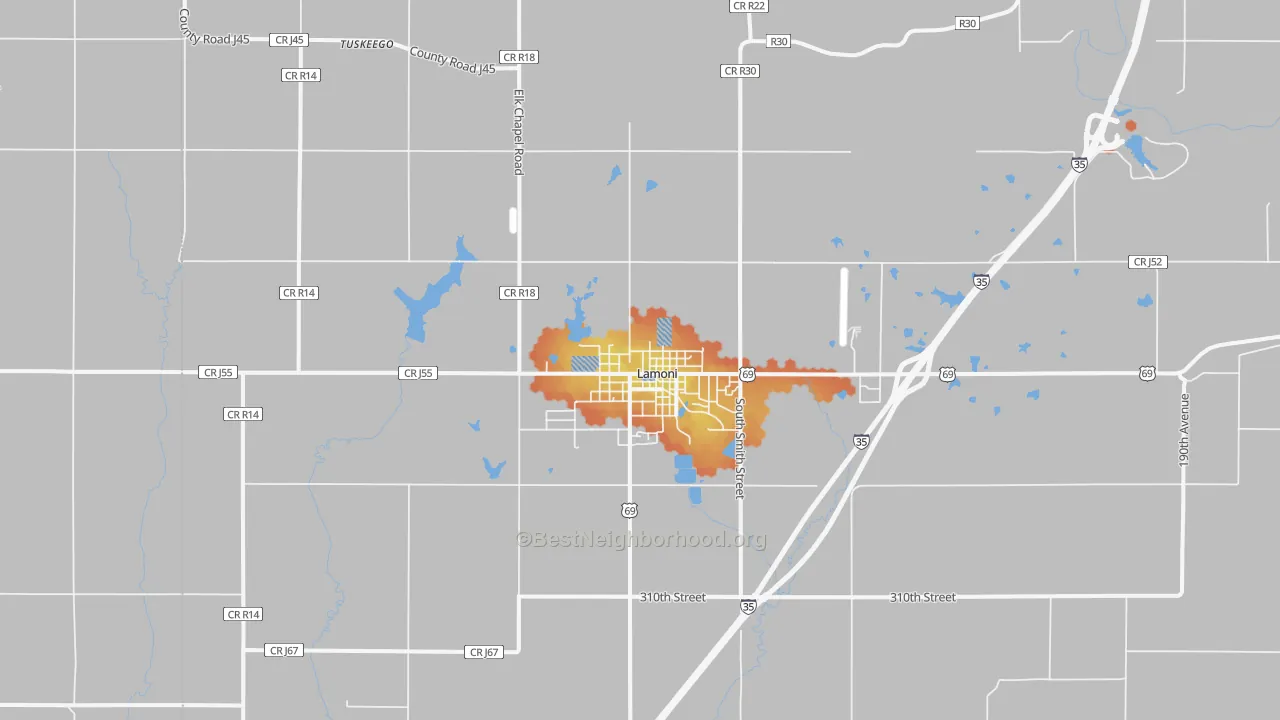 Bike Grade map of 50140, IA