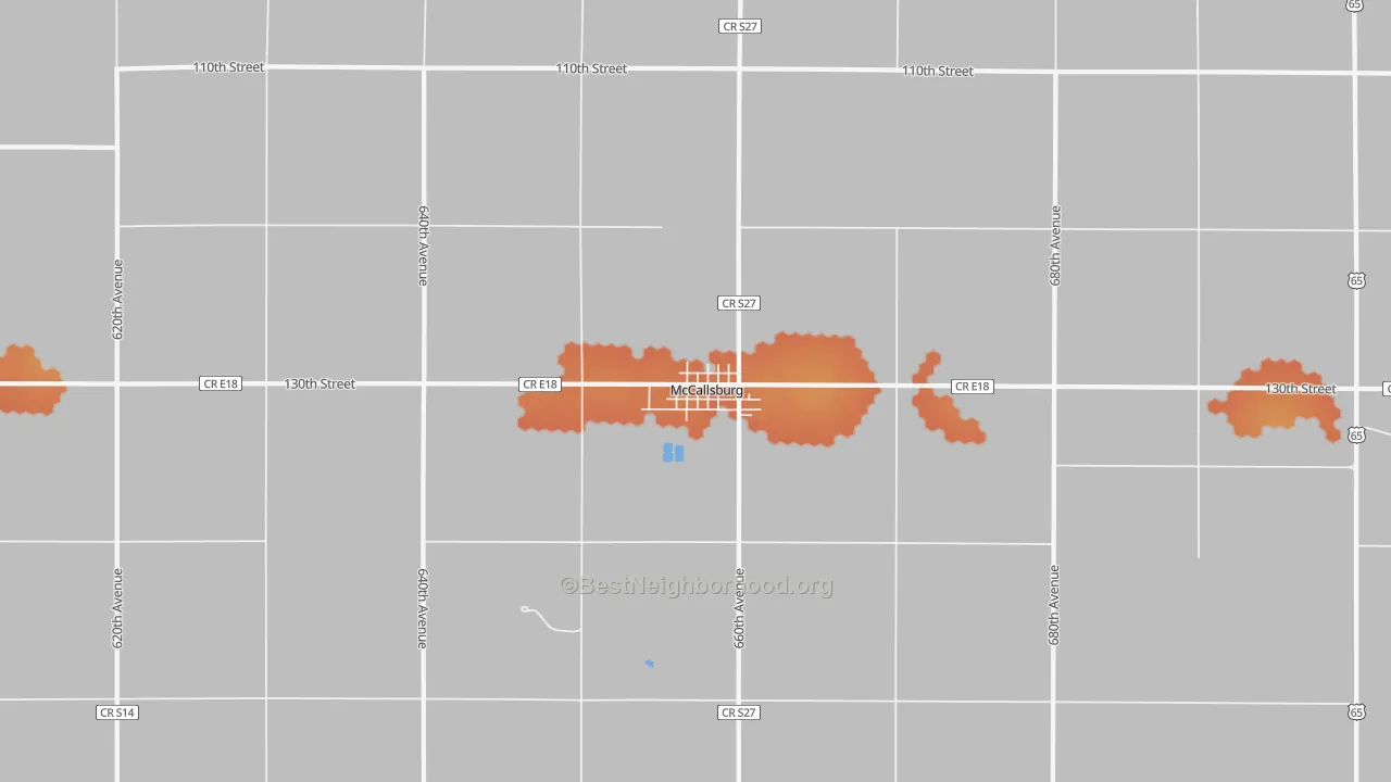 Bike Grade map of 50154, IA