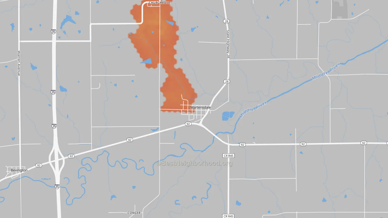 Bike Grade map of 50160, IA