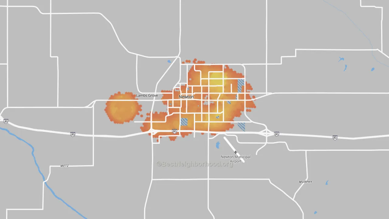 Bike Grade map of 50208, IA