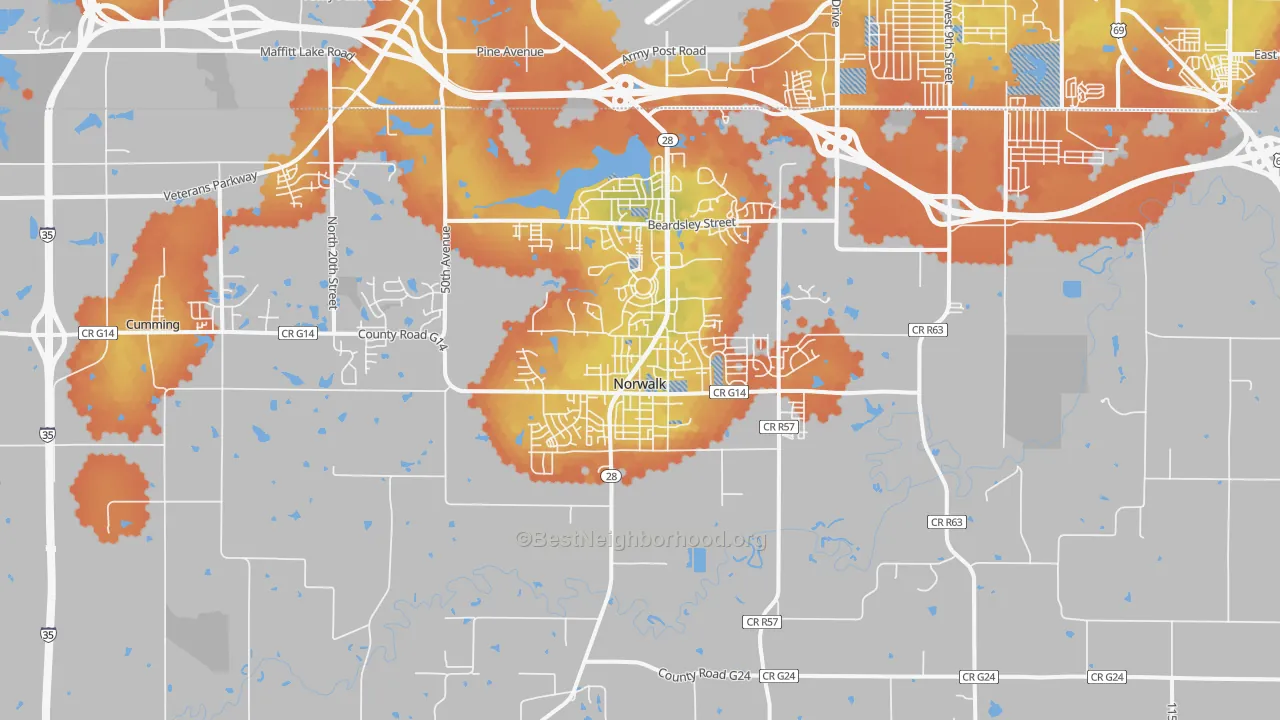 Bike Grade map of 50211, IA