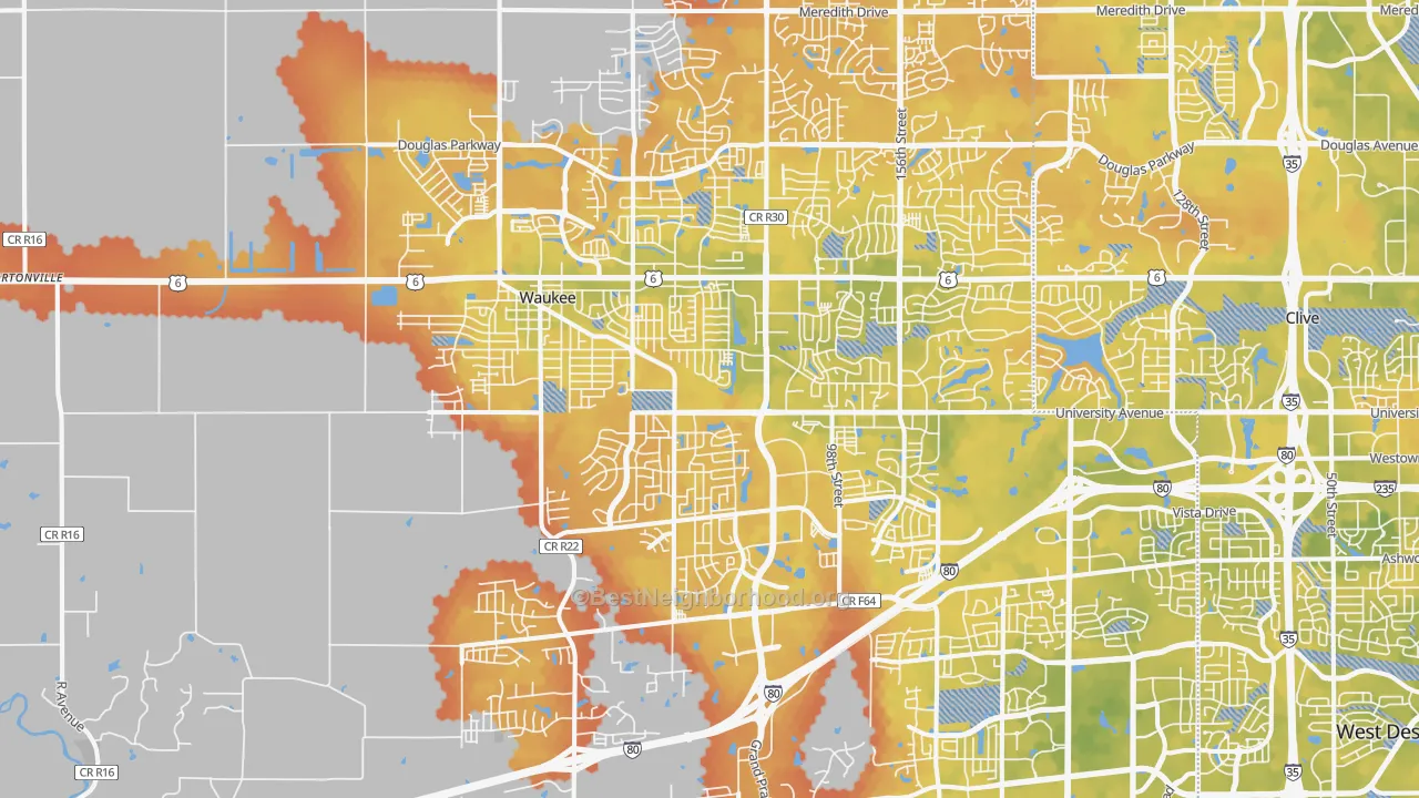 Bike Grade map of 50263, IA