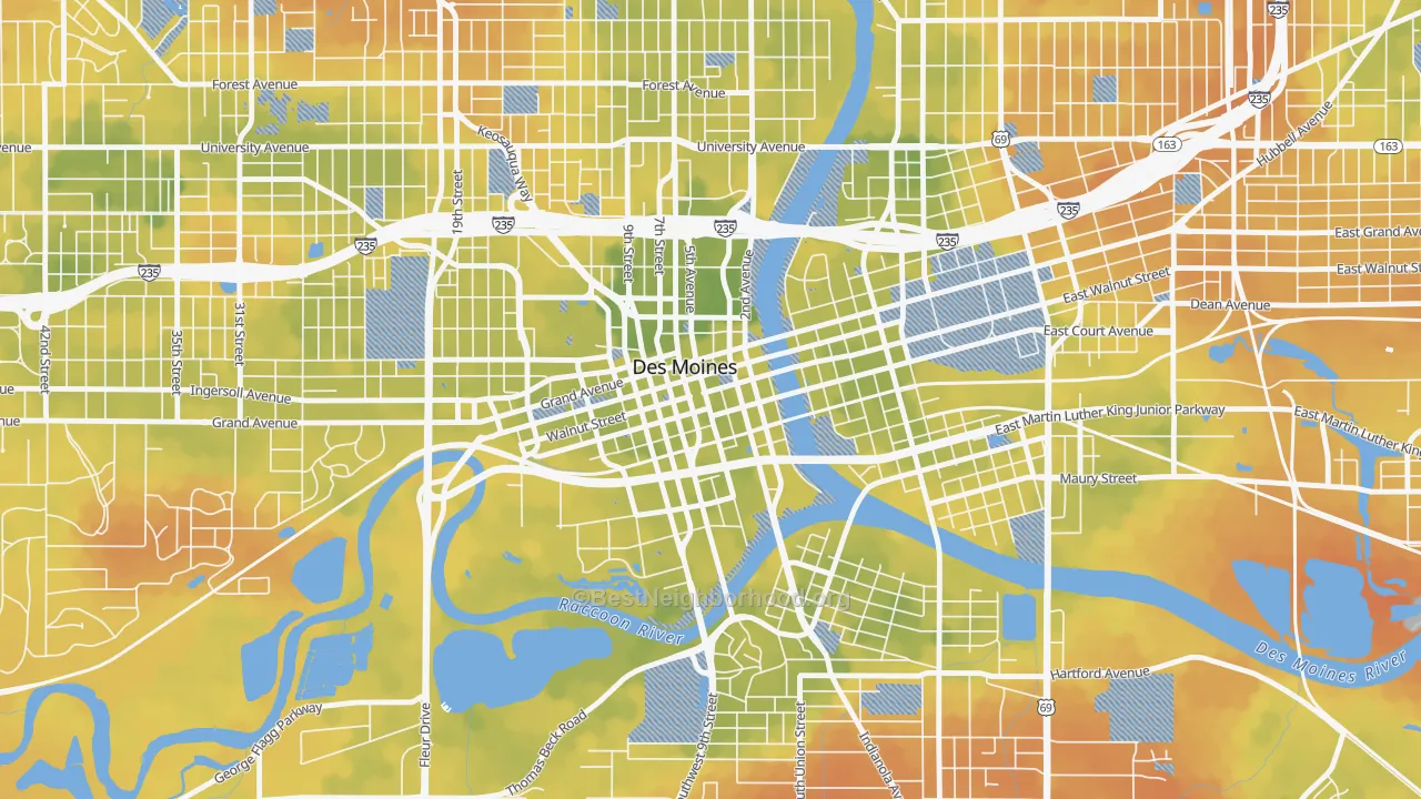 Bike Grade map of 50309, IA