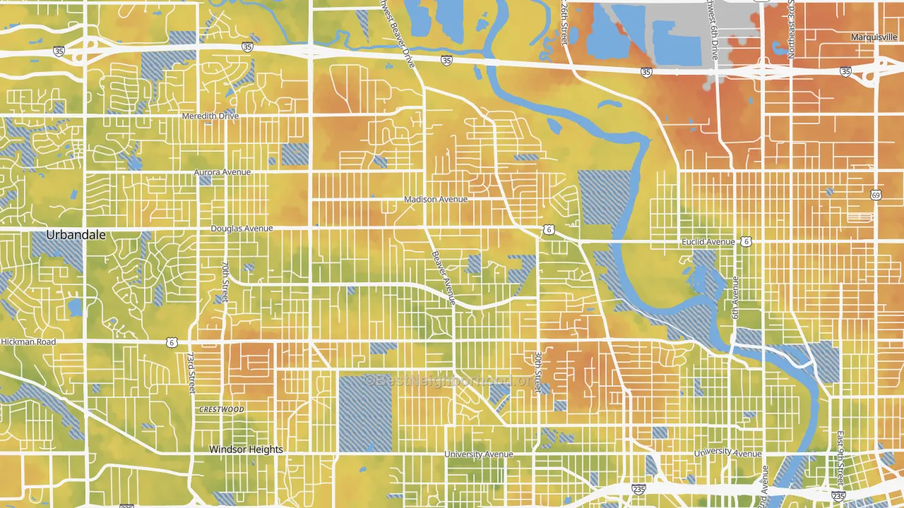 Bike Grade map of 50310, IA