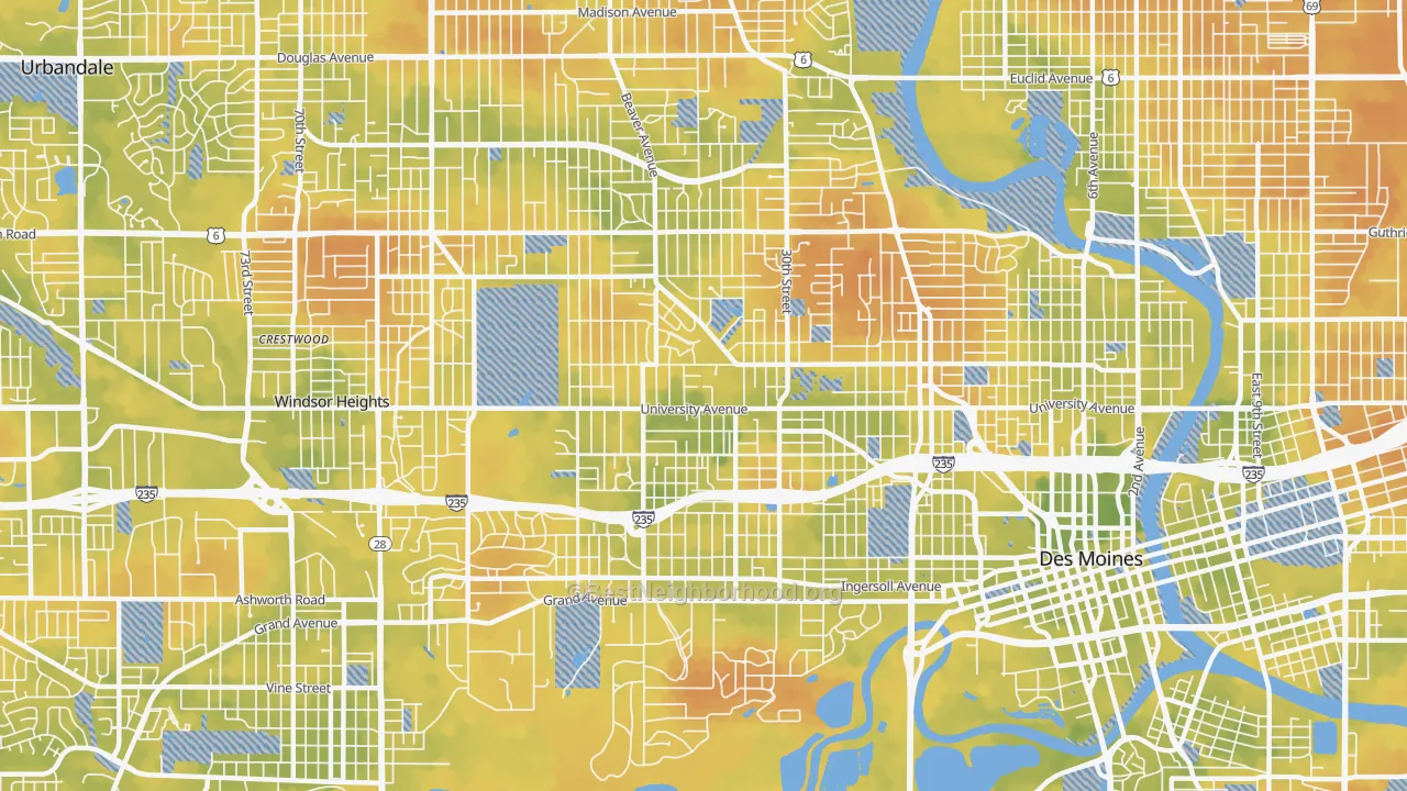 Bike Grade map of 50311, IA