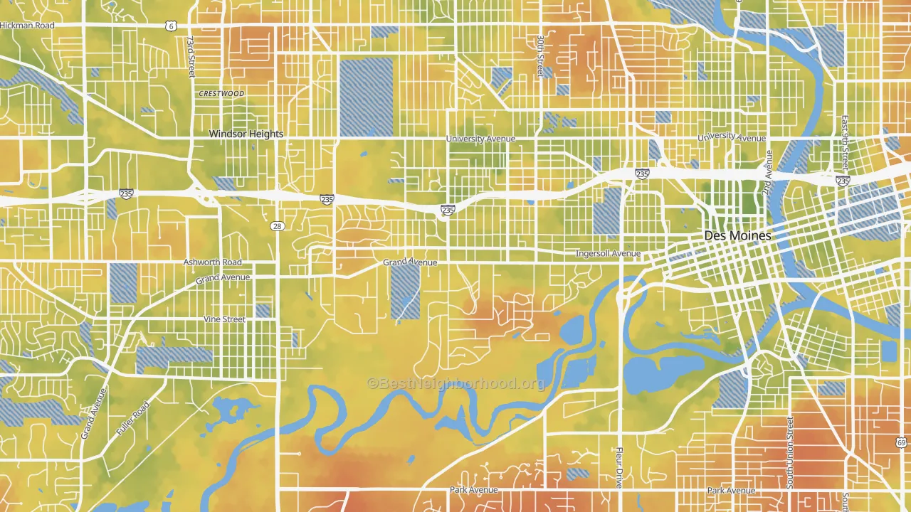 Bike Grade map of 50312, IA