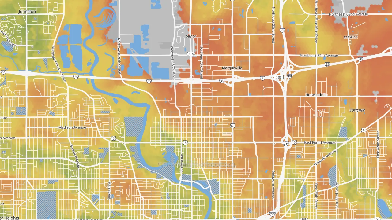 Bike Grade map of 50313, IA