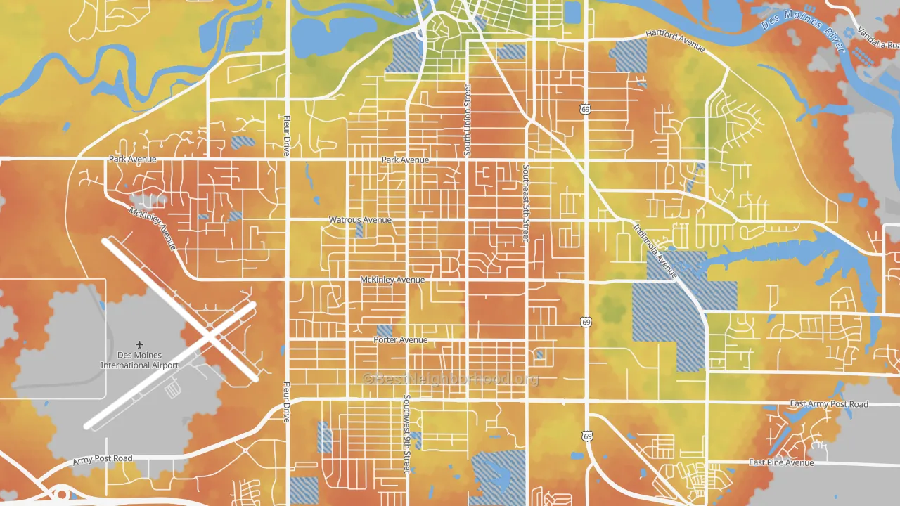 Bike Grade map of 50315, IA