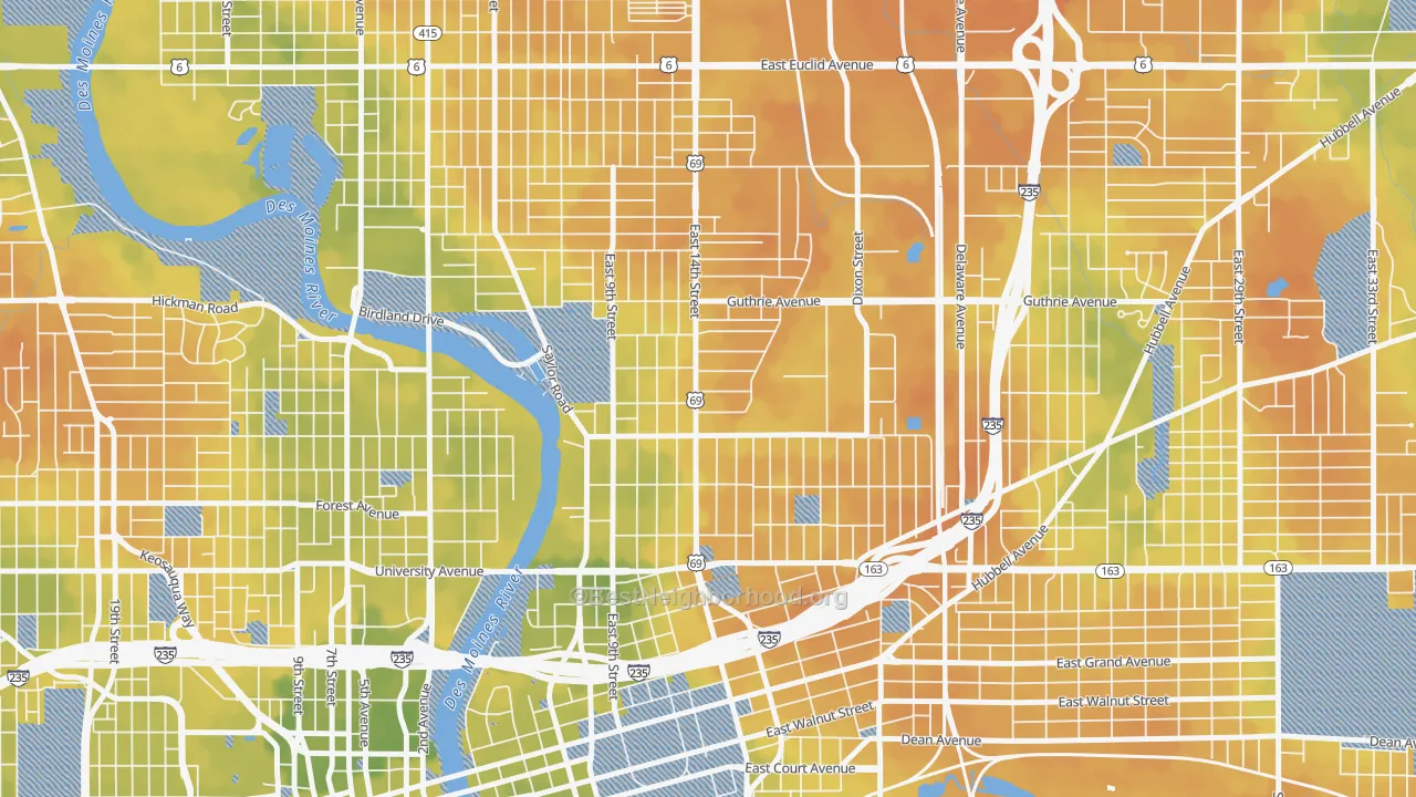 Bike Grade map of 50316, IA