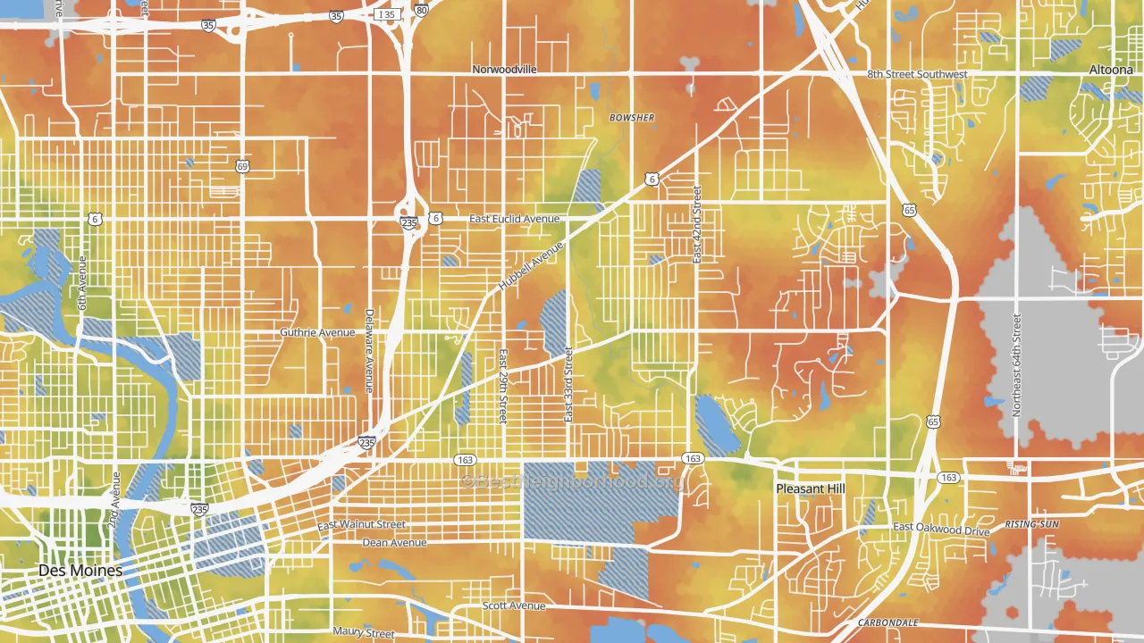 Bike Grade map of 50317, IA