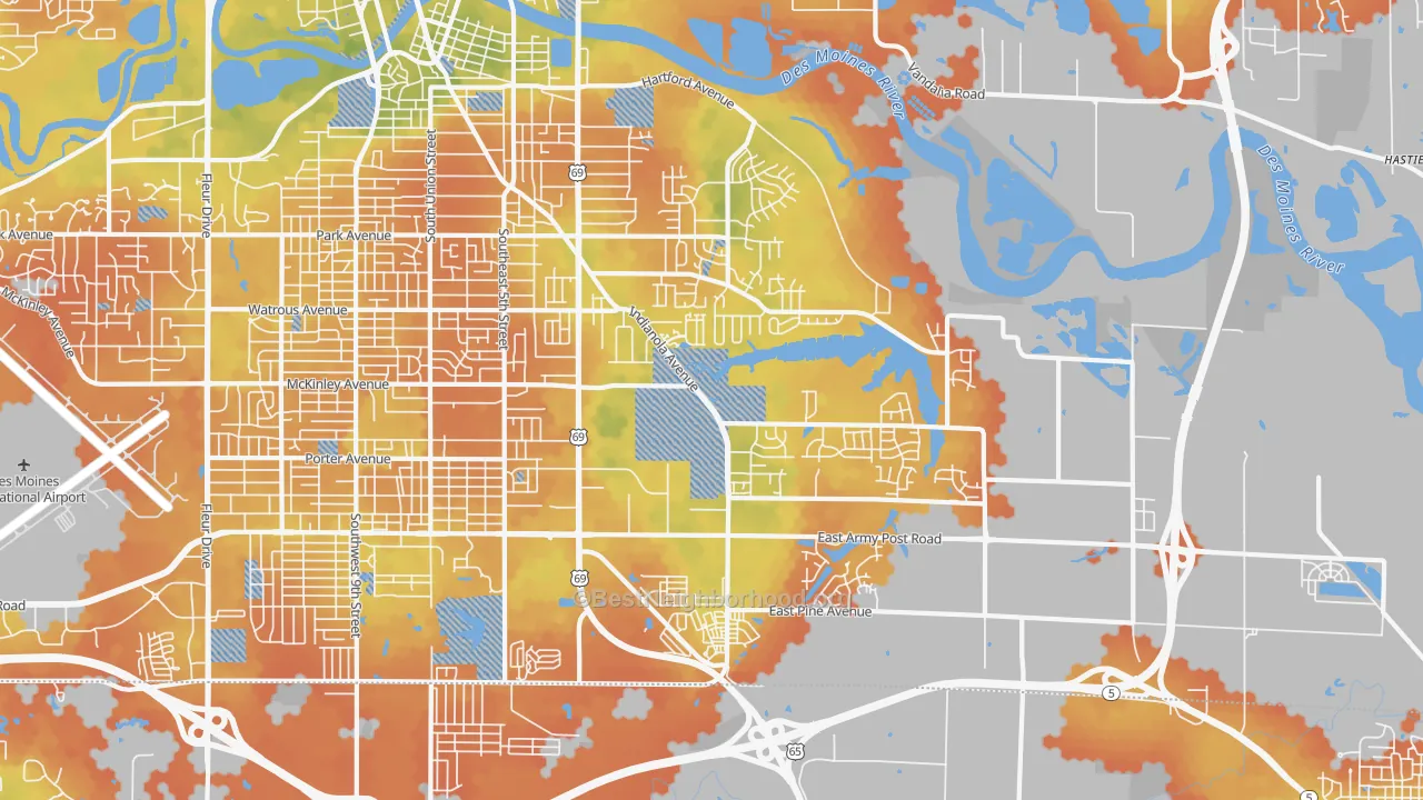 Bike Grade map of 50320, IA
