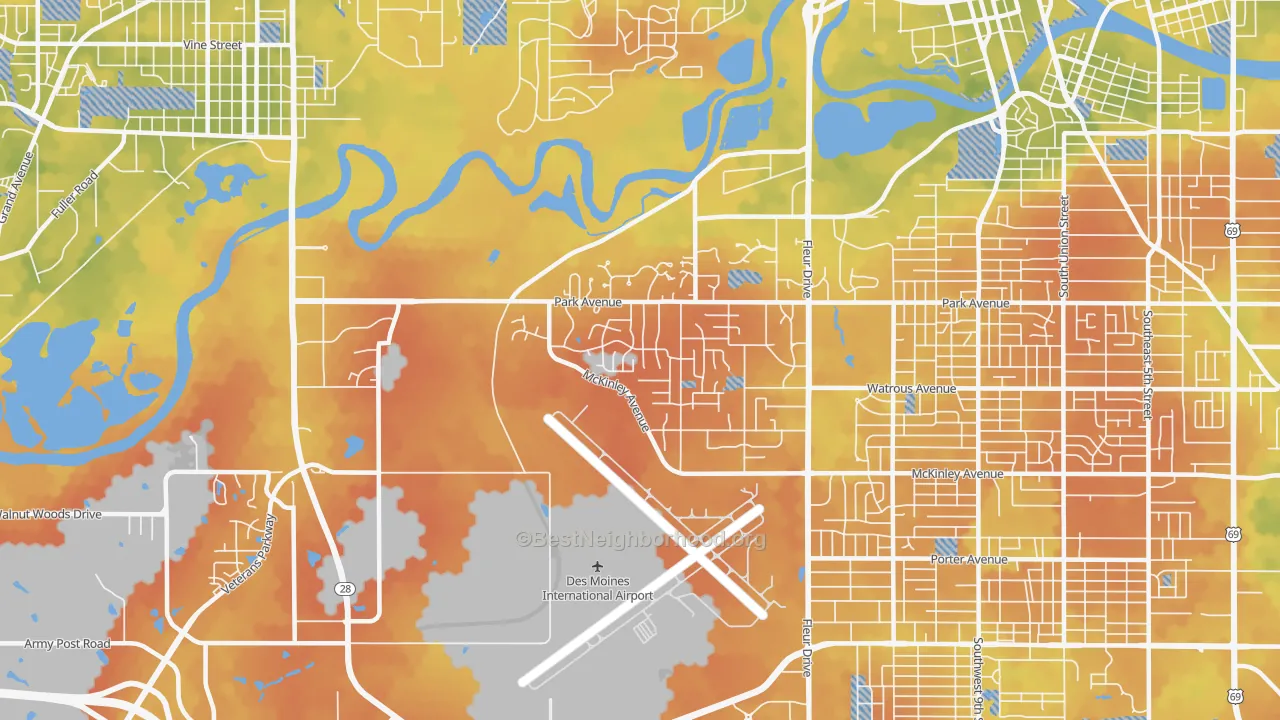 Bike Grade map of 50321, IA