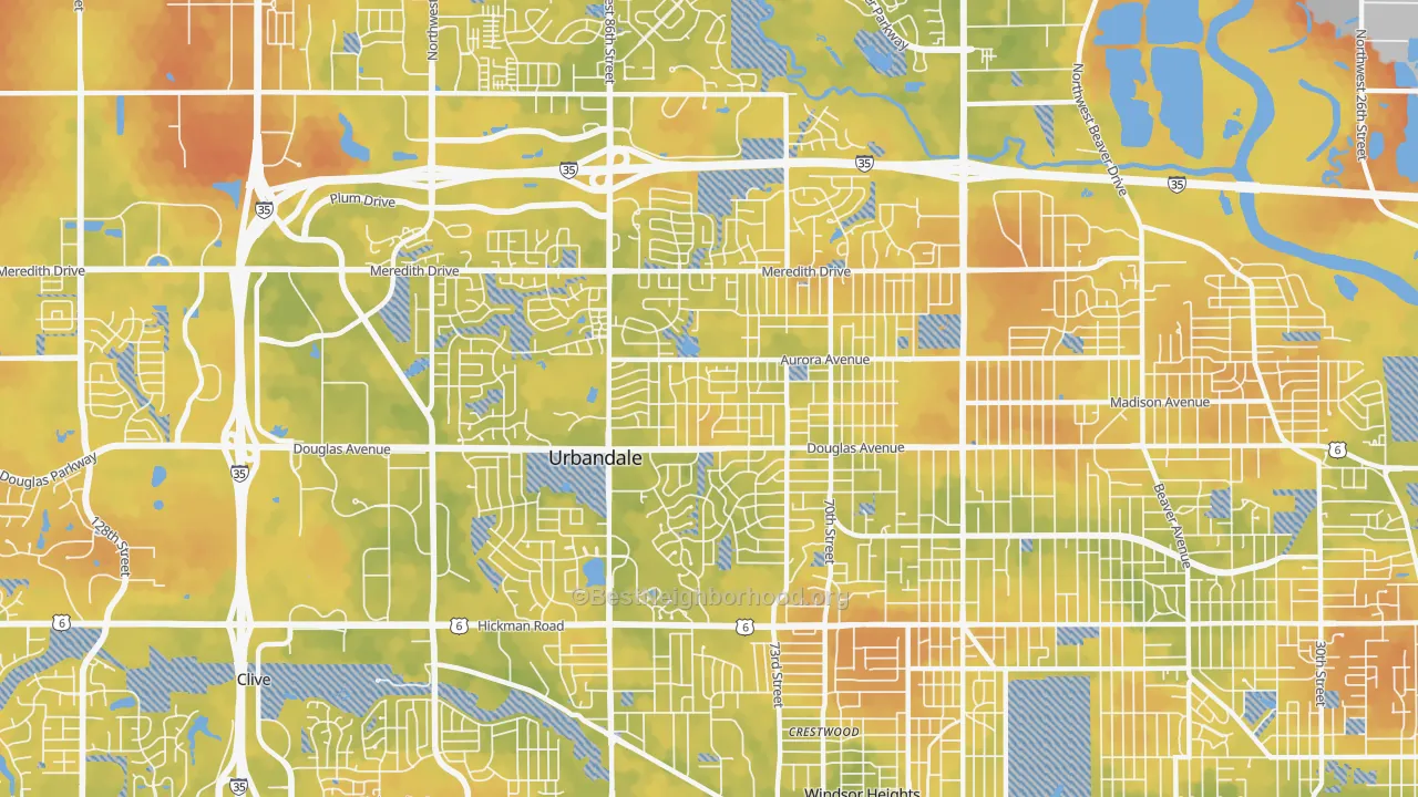 Bike Grade map of 50322, IA