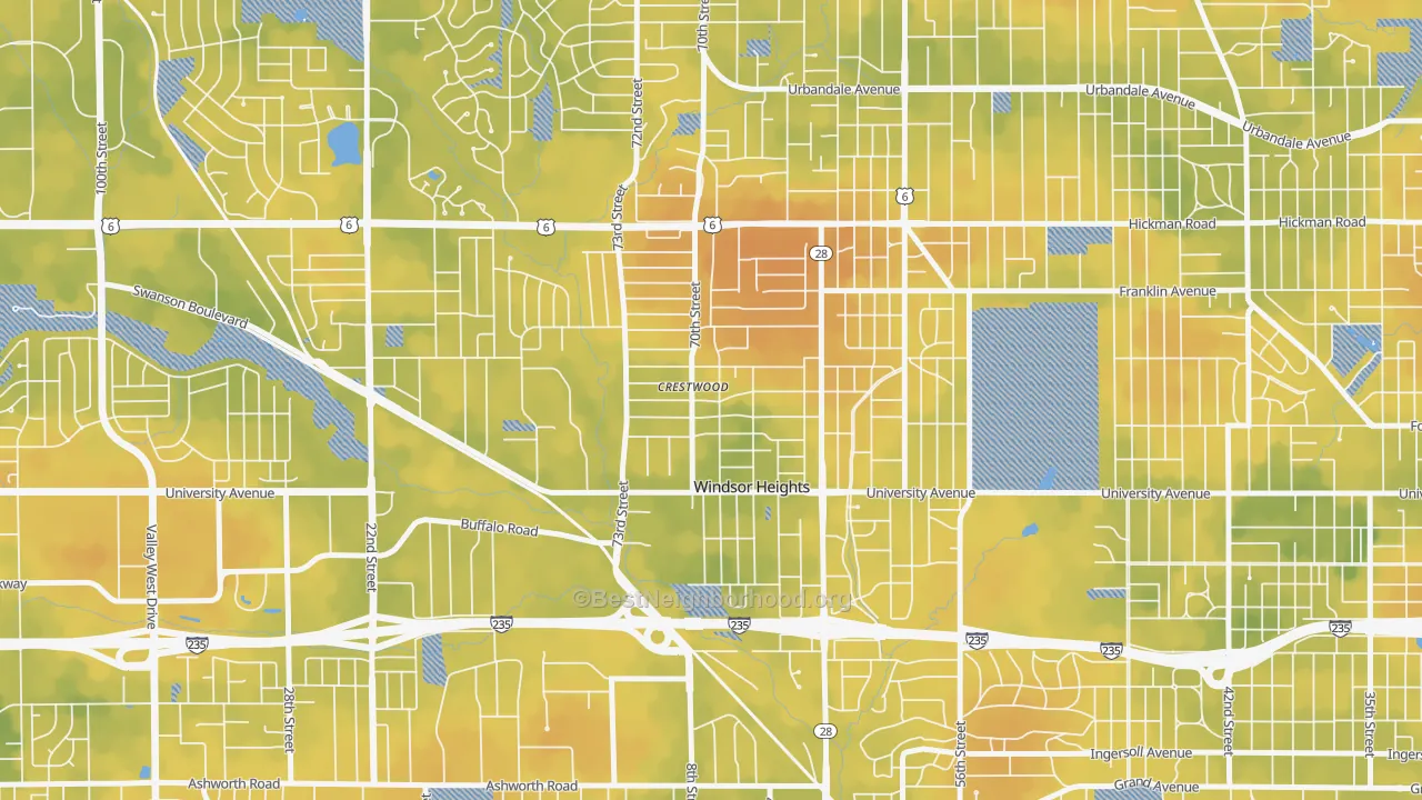 Bike Grade map of 50324, IA