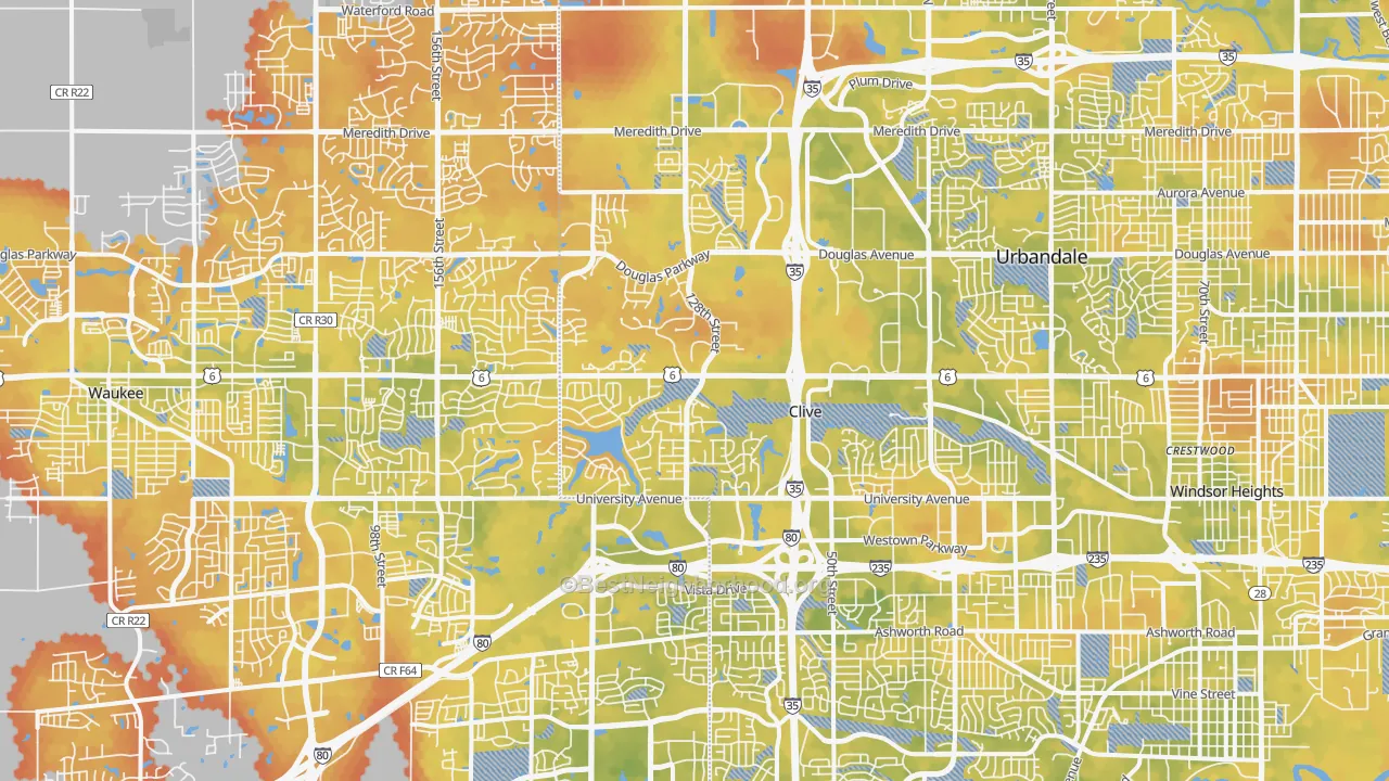 Bike Grade map of 50325, IA