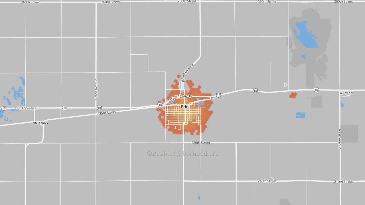Bike Grade map of 50423, IA