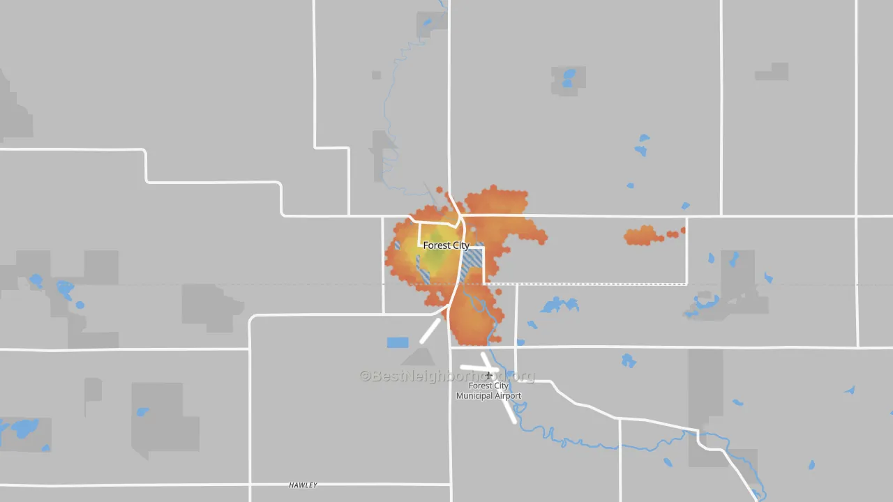 Bike Grade map of 50436, IA