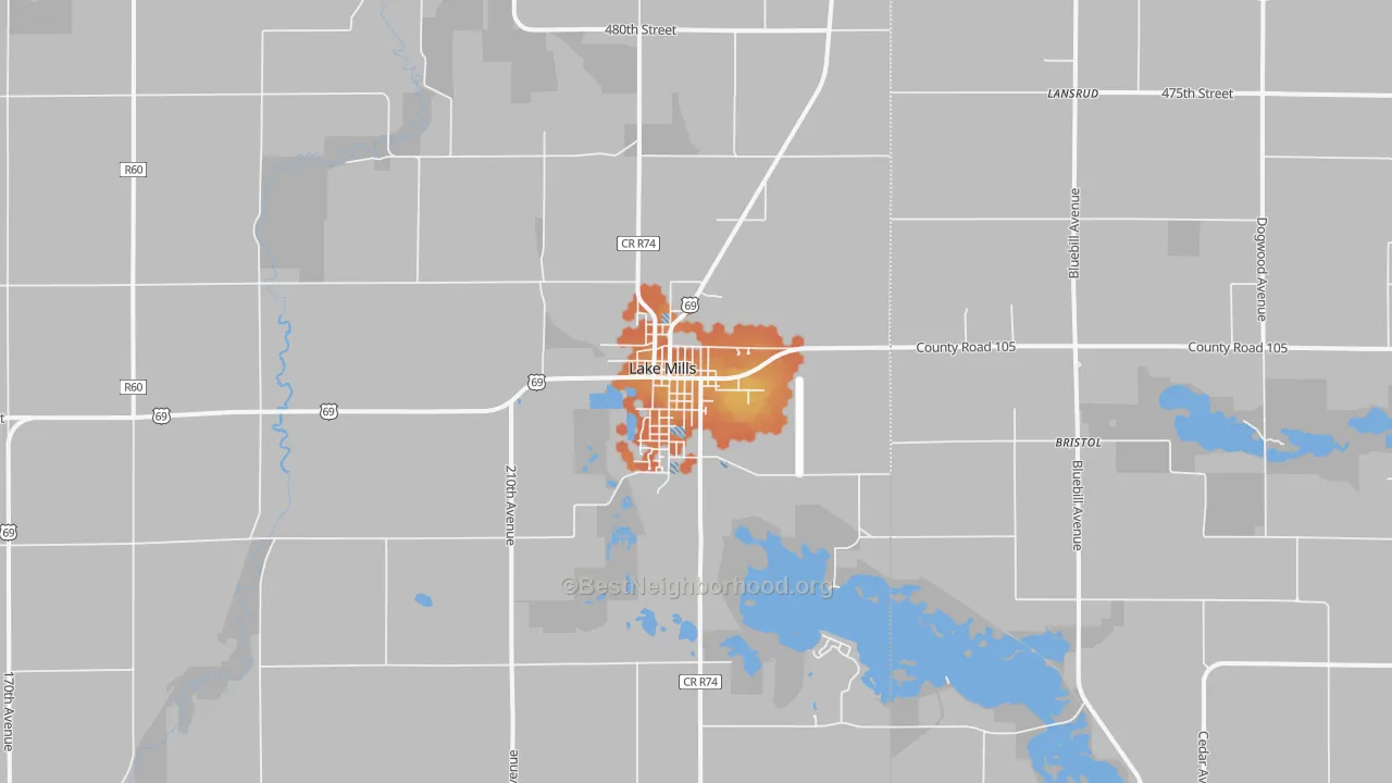 Bike Grade map of 50450, IA