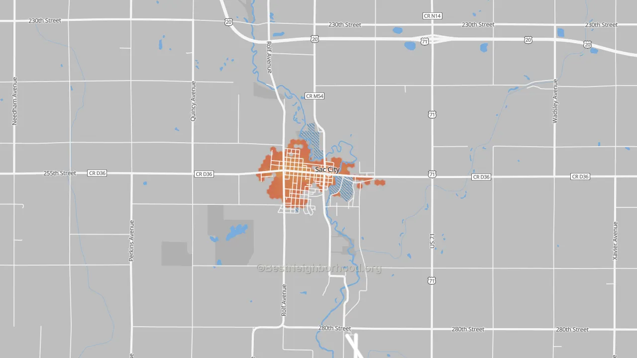 Bike Grade map of 50583, IA
