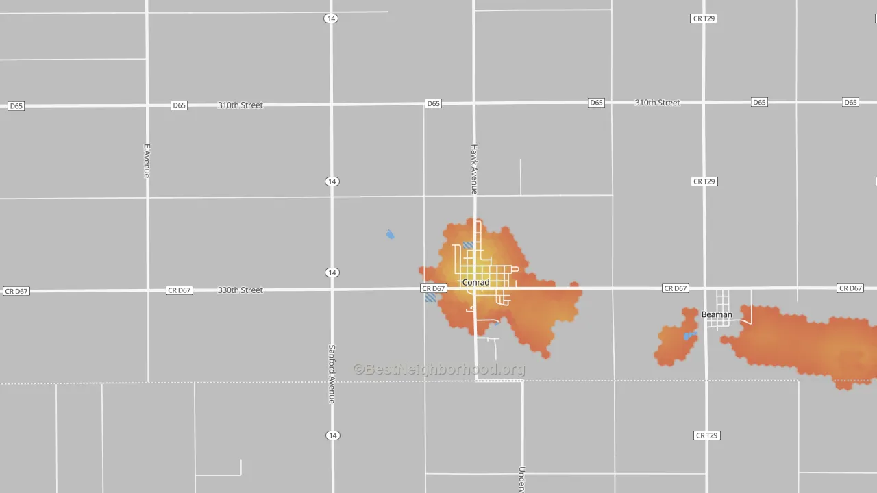 Bike Grade map of 50621, IA